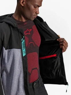 Alpinestars Motorhoodies|Motorjassen-Chroe V2 port otorhoodie Back Gray Heather Turquoie 1475