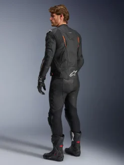 Alpinestars Motorjassen-Dusk Airflow Leather Motorjas Black Red Fluo 1030