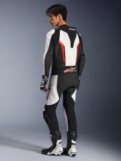 Alpinestars Motorpakken-Gp Force V2 Leather Suit 1 Pc White/Black/Red Fluo