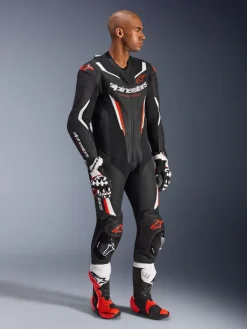 Alpinestars Motorpakken-Gp Force V2 Leather Suit 1 Pc Black/White/Red Fluo