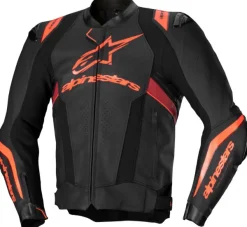 Alpinestars Motorjassen-Missile V3 Ignition Leather Motorjas Black Red Fluo Dark Red 1365
