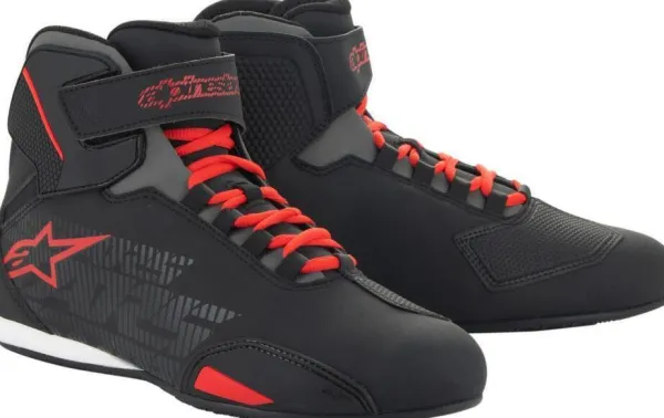 Heren Alpinestars Heren Motorschoenen-Sektor Shoe Shoes Black/Bright Red 1303