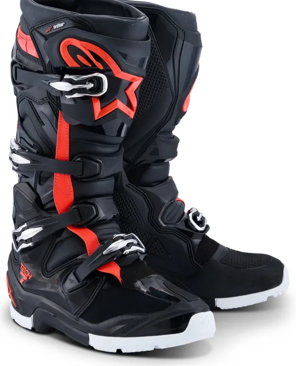 Heren Alpinestars Heren Motorlaarzen-Tech 7 Enduro Drystar Black/Red Fluo/White