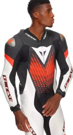 Dainese Motorpakken-Laguna Seca 6 1Pc Suit Perforated Black/White/Red-Fluo N32
