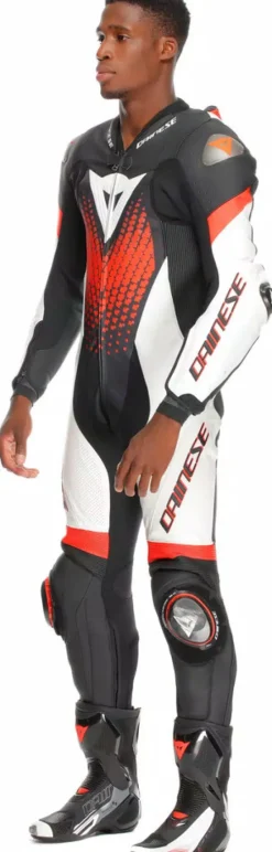 Dainese Motorpakken-Laguna Seca 6 1Pc Suit Perforated Black/White/Red-Fluo N32