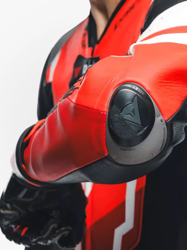 Dainese Motorpakken-Misano 3 Perforated D-Air 1Pc Leather Suit Black/Red/Fluo-Red