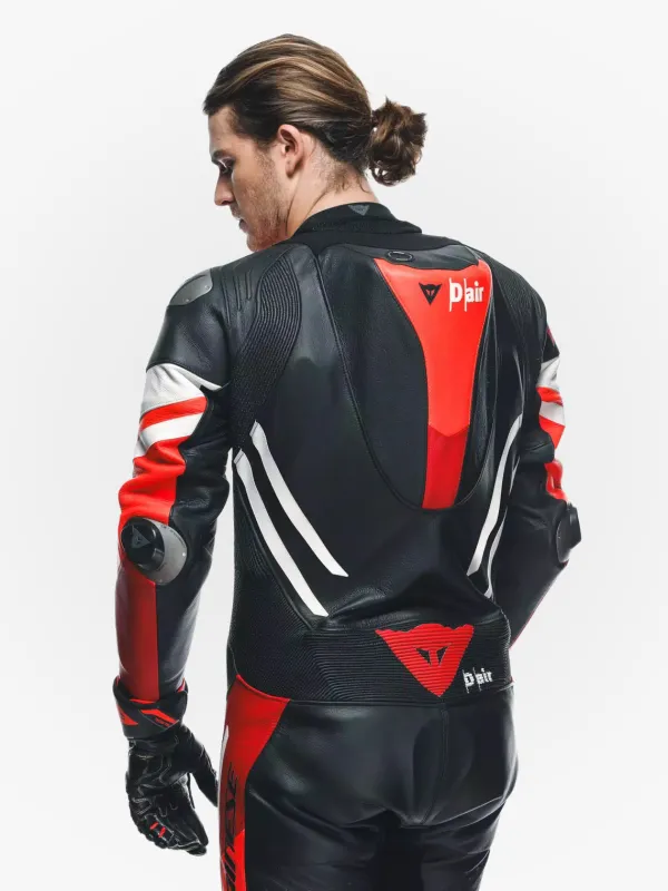 Dainese Motorpakken-Misano 3 Perforated D-Air 1Pc Leather Suit Black/Red/Fluo-Red