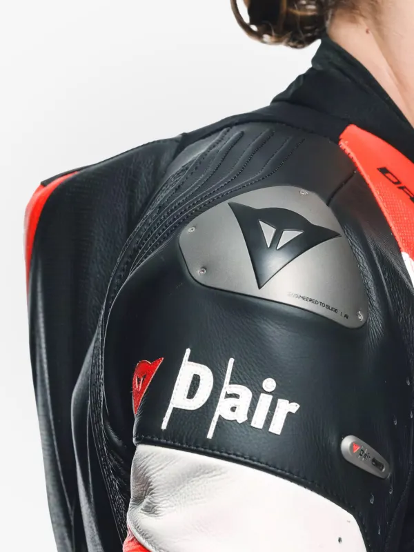 Dainese Motorpakken-Misano 3 Perforated D-Air 1Pc Leather Suit Black/Red/Fluo-Red