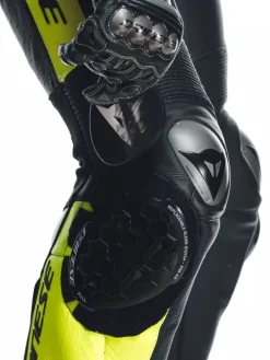 Dainese Motorpakken-Misano 3 Perforated D-Air 1Pc Leather Suit Black/Anthracite/Fluo-Yellow