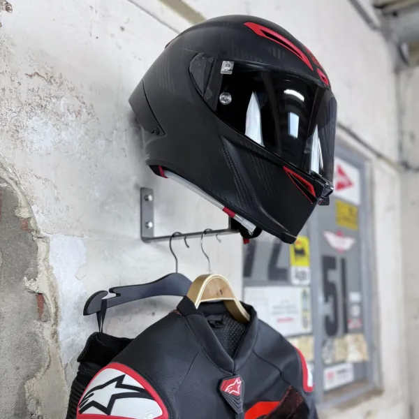 Gray Steel Cadeaus Voor Motorrijders|Helm Houder & Kapstok-X3 Helmet & Gear wall mount Gun Metal