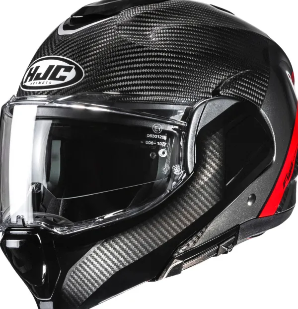 HJC Systeemhelmen|Helmen Met Zonnevizier-F100 Carbon tan Back/Red 183