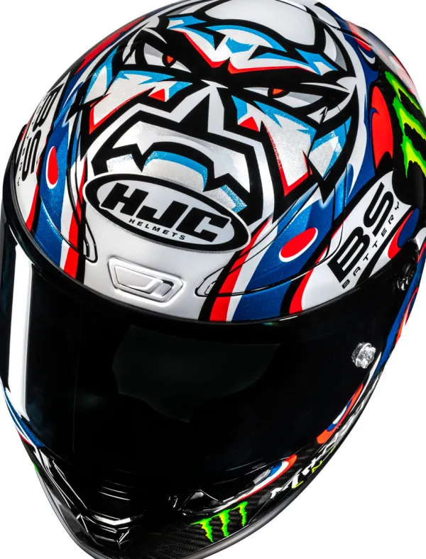 HJC Helmen Met Zonnevizier|Race Helmen-RPHA-1 V2 Carbon Quartararo e an III White/Bue 253