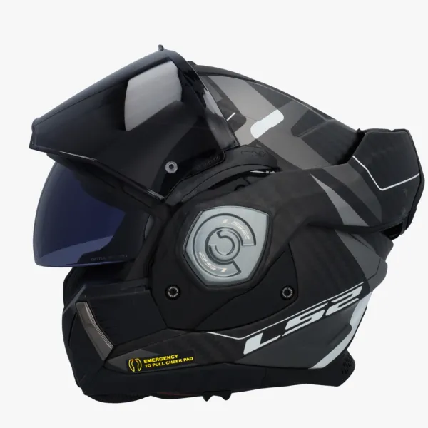 LS2 Systeemhelmen|Helmen Met Zonnevizier-FF901 Advant X Carbon Horizon iver Grey