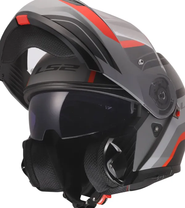 LS2 Systeemhelmen|Helmen Met Zonnevizier-FF908 trobe II onza Back Grey Red-06