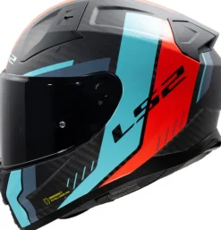 LS2 Integraalhelmen|Helmen Met Zonnevizier-FF811 Vector II Carbon Grid Red Cyan