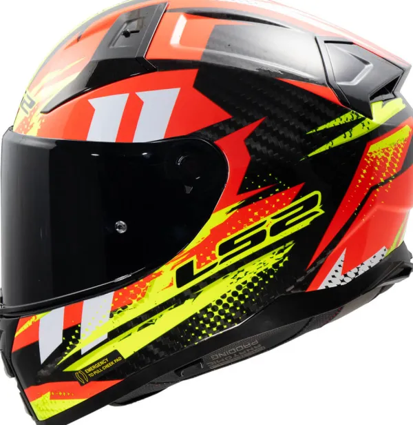 LS2 Integraalhelmen|Helmen Met Zonnevizier-FF811 Vector II Carbon Tantic Red H-V Yeow
