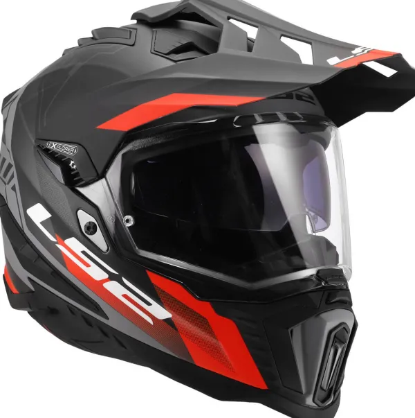 LS2 Adventure Helmen|Helmen Met Zonnevizier-X701 Exporer Hexa Back Red Grey-06