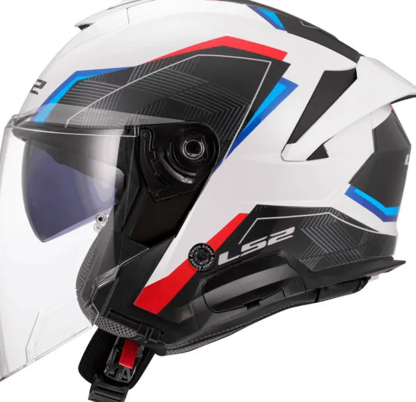 LS2 Jethelmen|Helmen Met Zonnevizier-OF618 Vero II Air White Bue Red