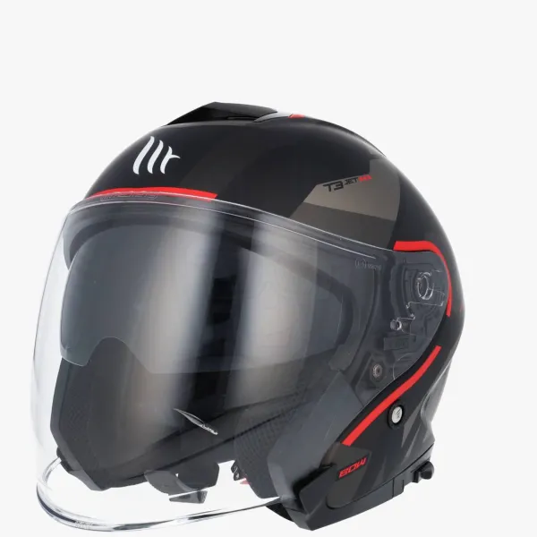 MT Jethelmen|Helmen Met Zonnevizier-Jet Thunder 3 V Bow Back/Red