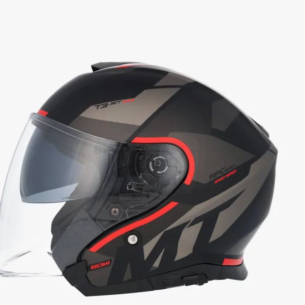 MT Jethelmen|Helmen Met Zonnevizier-Jet Thunder 3 V Bow Back/Red