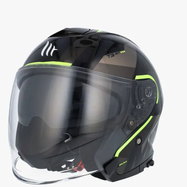 MT Jethelmen|Helmen Met Zonnevizier-Jet Thunder 3 V Bow Back/Yeow