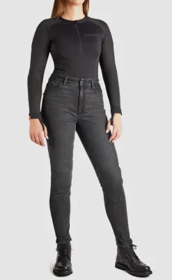 Pando Moto Motorjeans-Kaya Slim Motorjeans Grey