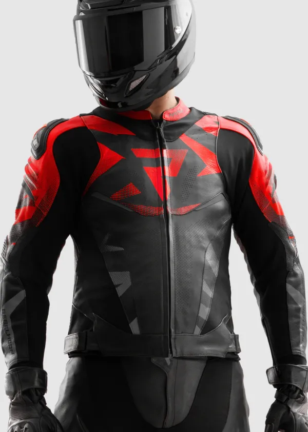 Rebelhorn Motorjassen-Inferno Motorjas Black/Fluo Red