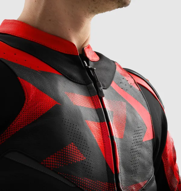 Rebelhorn Motorjassen-Inferno Motorjas Black/Fluo Red