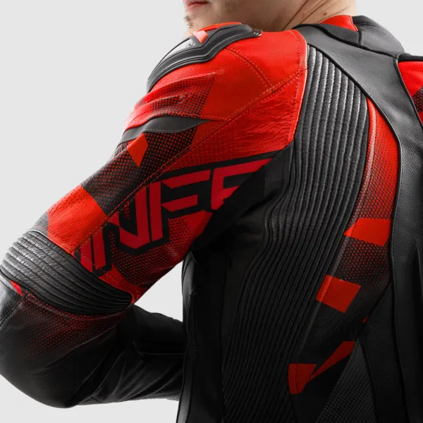 Rebelhorn Motorjassen-Inferno Motorjas Black/Fluo Red