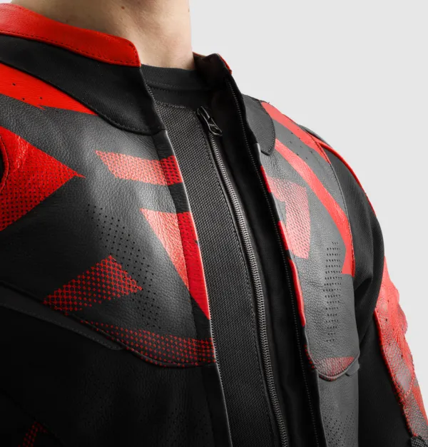 Rebelhorn Motorjassen-Inferno Motorjas Black/Fluo Red