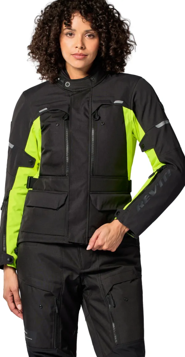 REV'IT Motorjassen-Outback 5 H2O Ladies Motorjas Black/Neon Yellow
