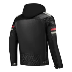 Rusty Stitches Motorjassen-Jari Hooded V2 otorja Back/ight Grey/Red 105