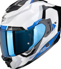 Scorpion Integraalhelmen|Helmen Met Zonnevizier-EXO-1500 AIR Arena White/Bue
