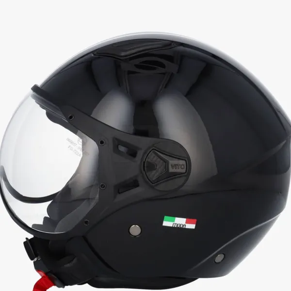 DAMES VITO Vespa Helmen|Jethelmen-Jet oda Gan Zwart + Zwarte voering